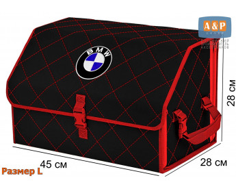 Саквояж "Союз" в багажник BMW (БМВ), размер L. Цвет: черный с красной прострочкой Ромб.