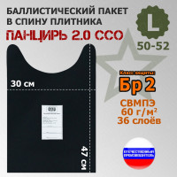 Баллистический пакет в спину плитника "Панцирь 2.0" (размер L) от ССО. Класс защитной структуры Бр 2.